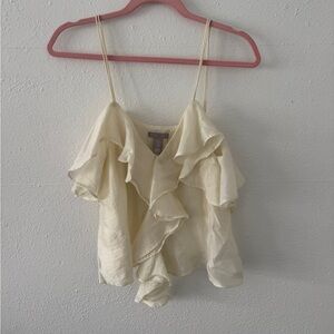 H&M White Ruffle Top